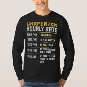 Vintage Carpenter Hourly Rate Woodworker T-Shirt