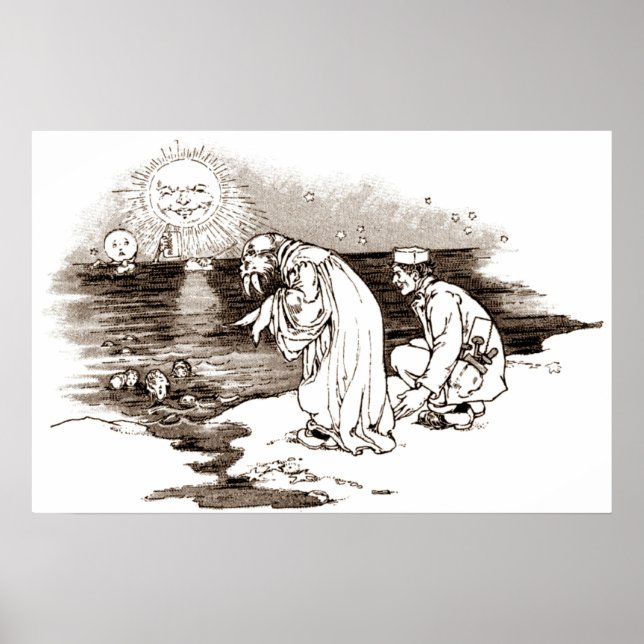 Vintage Carpenter & Walrus in Sepia Poster (Front)