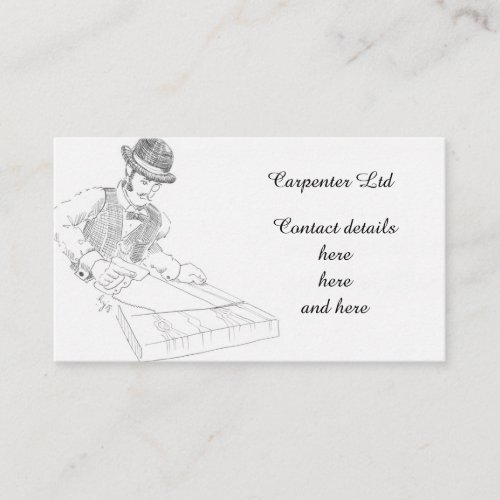 Vintage carpenter woodwork handyman drawing business card