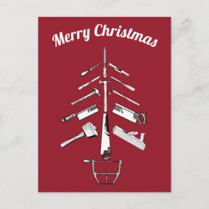 Vintage Carpentry Tools christmas gifts Holiday Postcard