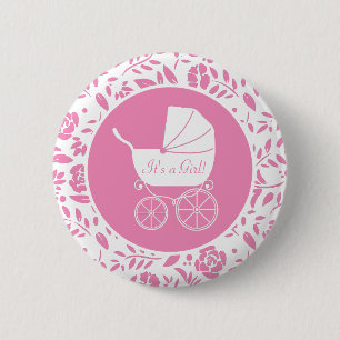 Vintage Carriage Baby Shower Button