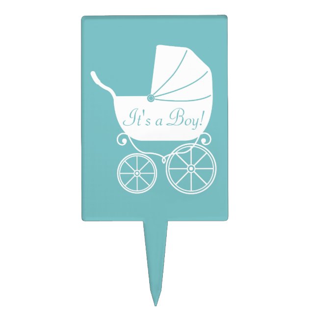 Vintage Carriage Baby Shower Cake Topper (Front)