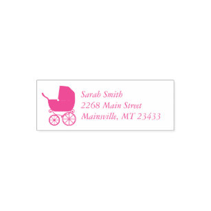 Vintage Carriage Baby Shower Cute Pink Girl Self-inking Stamp