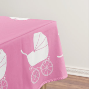 Vintage Carriage Baby Shower Cute Pink Girl Tablecloth