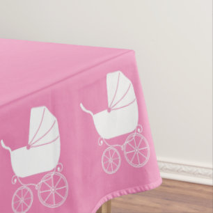 Vintage Carriage Baby Shower Cute Pink Girl Tablecloth