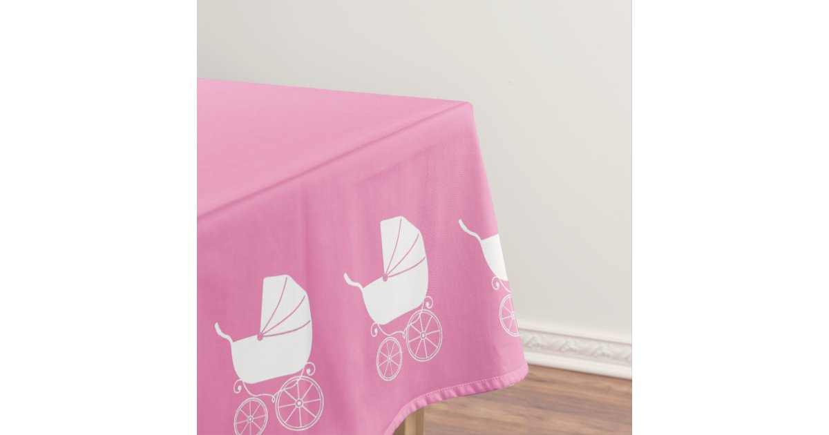 Vintage Carriage Baby Shower Cute Pink Girl Tablecloth