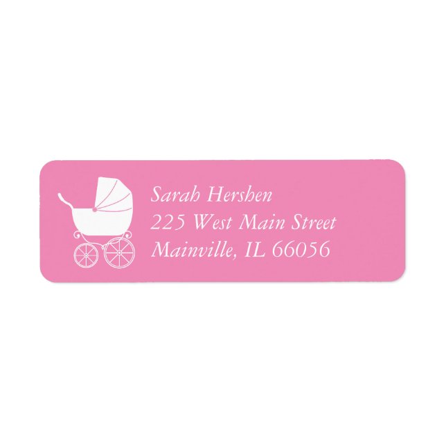 Vintage Carriage Baby Shower Elegant Pink Girl Label (Front)