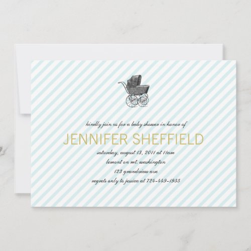 Vintage Carriage - Boy -Baby Shower Invitation