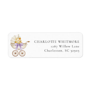 Vintage Carriage Lavender Floral Return Address Label