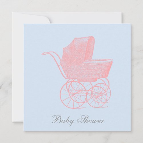 Vintage Carriage Pram Gender Neutral Baby Shower Invitation