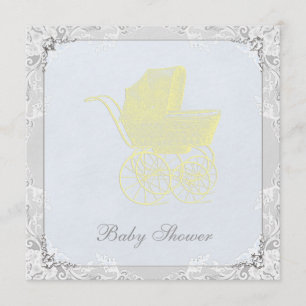Vintage Carriage Pram Gender Neutral Baby Shower Invitation