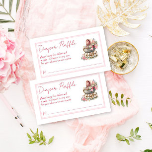 Vintage carriage with flowers diaper raffle enclosure card