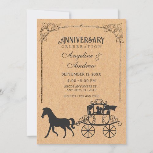 Vintage Carriage with horse anniversary Invitation