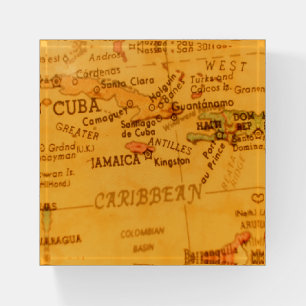Vintage Carribean Map Paperweight