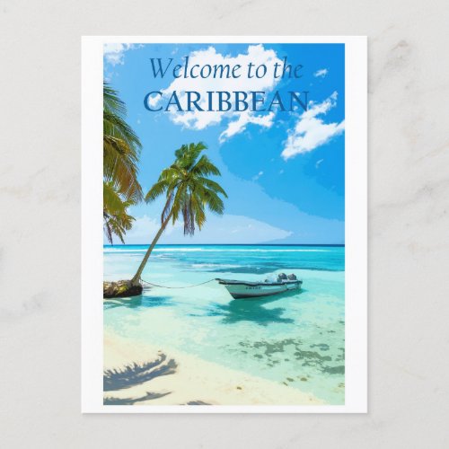 Vintage Carribean Ocean Beach Travel Postcard