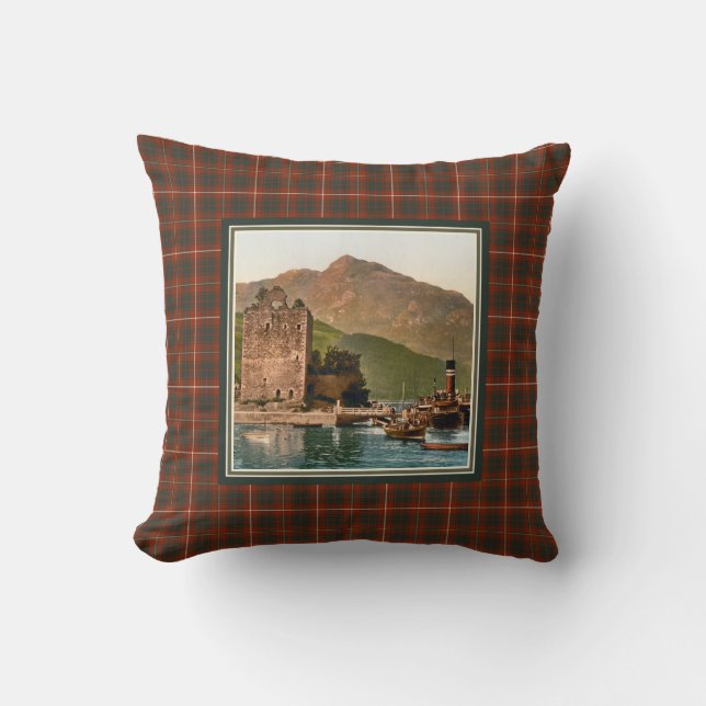 Vintage Carrick Castle Clan Bruce Tartan Throw Pillow (Front)