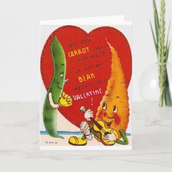 Vintage Carrot And Bean Valentine's Day Card by RetroMagicShop at Zazzle