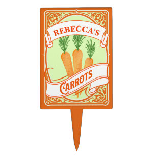 Vintage Carrots Garden Marker Plant Stake Cake Topper