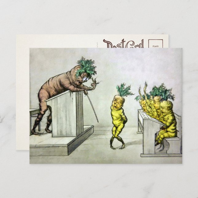 Vintage Carrots in School Postcard  (Front/Back)
