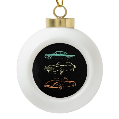 Vintage Cars - 80s &amp; 90s Graphic Retro Ceramic Ball Christmas Ornament