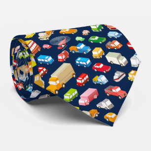 Vintage Cars and Trucks Cool Dark Blue Neck Tie