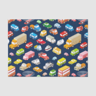 Vintage Cars and Trucks Dark Blue Tissue Paper