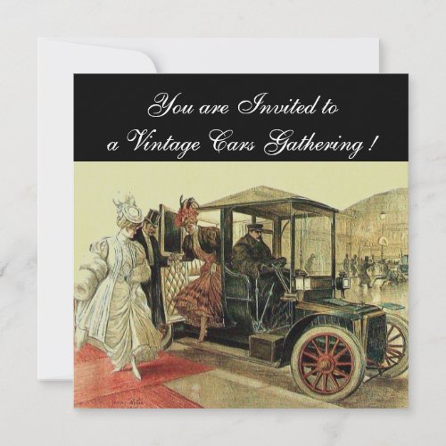 VINTAGE CARS AUTO RESTORATION 2red yellow grey Invitation