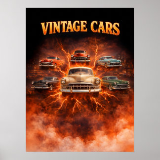 Vintage Cars Bootleg Art Poster