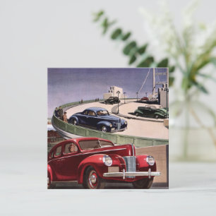 Vintage Cars, Classic Sedans Road Trip on Freeway