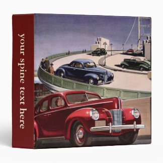 Vintage Cars, Classic Sedans Road Trip on Freeway 3 Ring Binder
