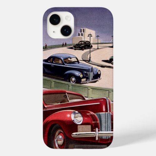 Vintage Cars Classic Sedans Road Trip on Freeway Case_Mate iPhone 14 Plus Case