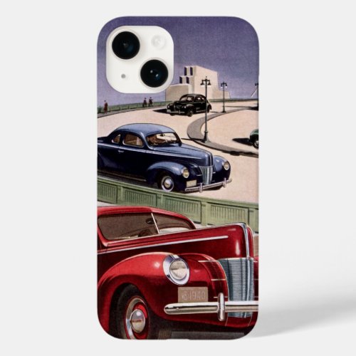 Vintage Cars Classic Sedans Road Trip on Freeway Case_Mate iPhone 14 Case