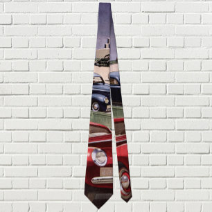 Vintage Cars, Classic Sedans Road Trip on Freeway Neck Tie