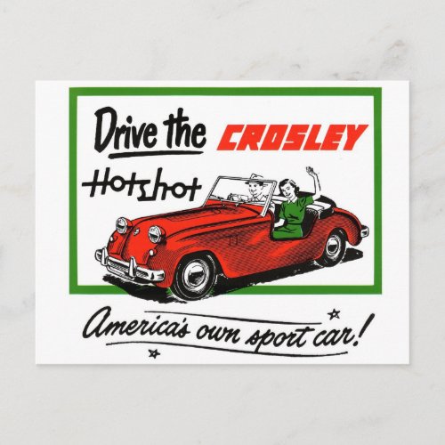 Vintage Cars Crosley Hotshot Postcard