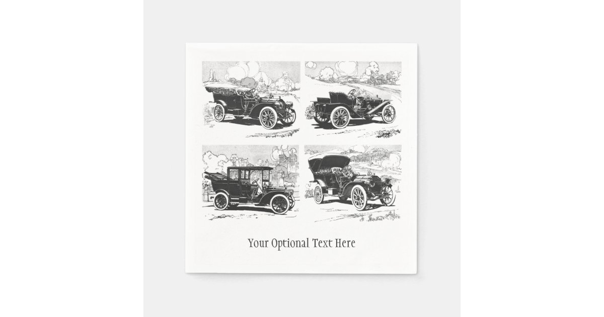 Vintage cars custom paper napkins Zazzle