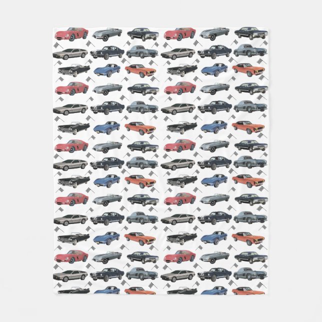 Vintage Cars Fleece Blanket (Front)
