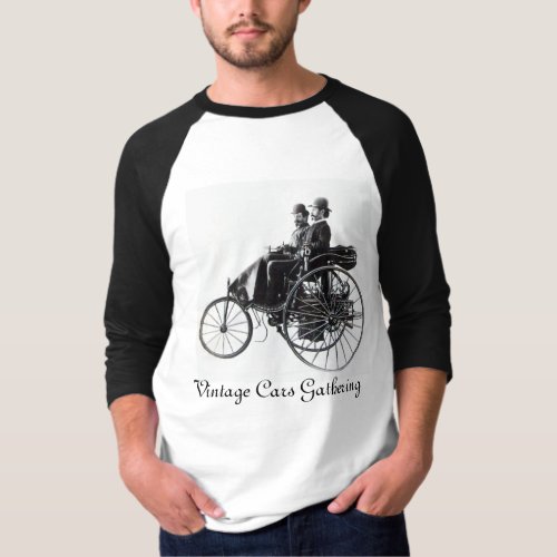 Vintage Cars Gathering  black and white T_Shirt