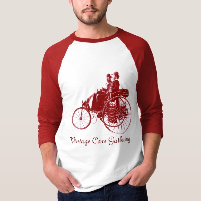 Vintage Cars Gathering , brown and white T-Shirt (Front)