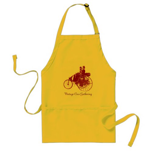 Vintage Cars Gathering  brown yellow Adult Apron