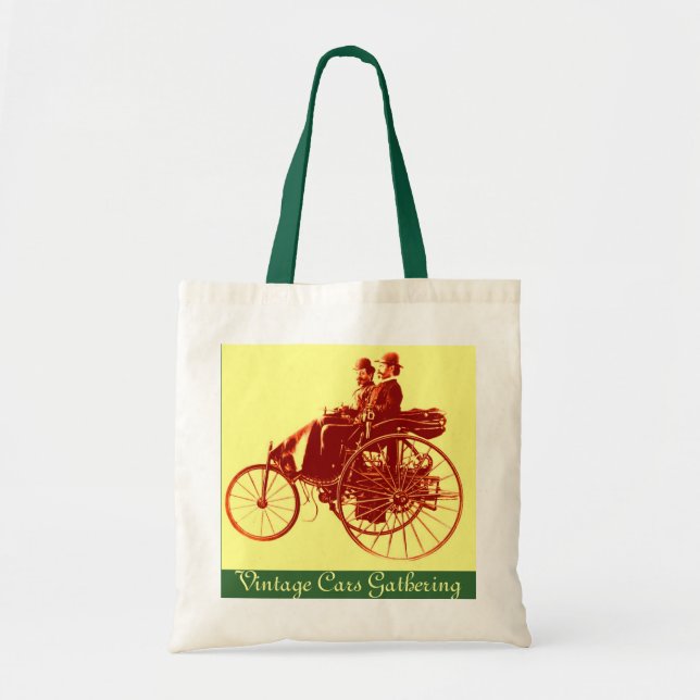 Vintage Cars Gathering ,brown yellow green Tote Bag (Front)