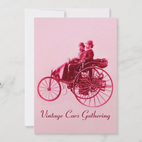 ViNTAGE CARS GATHERING  champagne red fuchsia pink Invitation