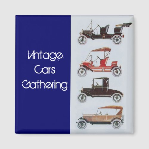 Vintage Cars Gathering Classic Auto Grey Blue Magnet