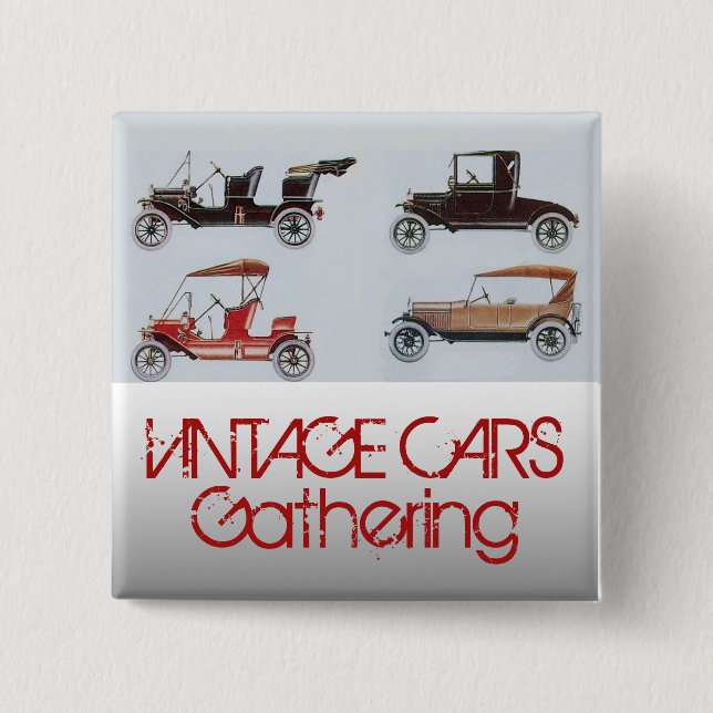 Vintage Cars Gathering Classic Auto Pinback Button (Front)