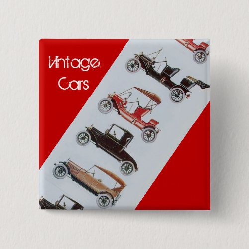 Vintage Cars Gathering Classic Automotive Red Grey Pinback Button