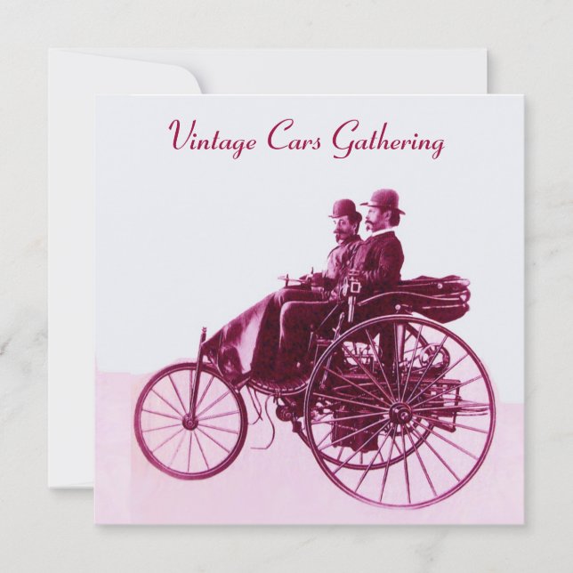 ViNTAGE CARS GATHERING ,gold purple red Invitation (Front)