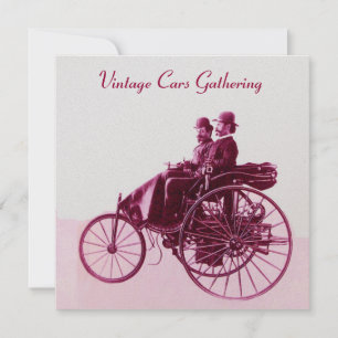 ViNTAGE CARS GATHERING ,gold purple red Invitation