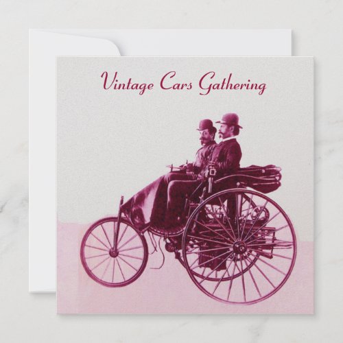 ViNTAGE CARS GATHERING gold purple red Invitation