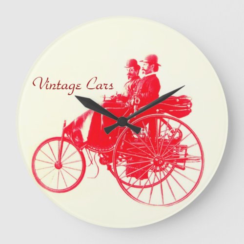 Vintage Cars Gathering Large Clock