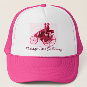 Vintage Cars Gathering , pink fuchsia Trucker Hat