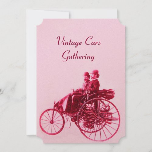 VINTAGE CARS GATHERING  Pink Red Fuchsia Announcement